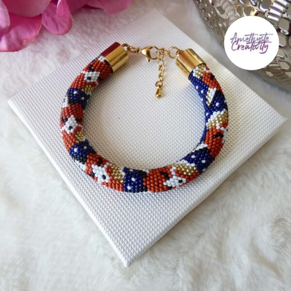 “Petits Renards” : Bracelet Crocheté Acier inoxydable en spirales avec perles Miyukis 15/0