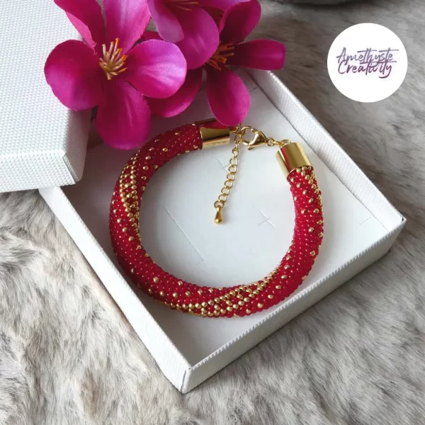 ☼ Collection “Sparkling Dreams” : Bracelet Crocheté Fait Main Acier Inoxydable et Perles “Miyuki”