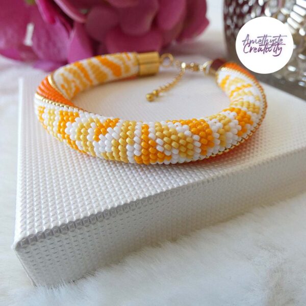 LEOPARD OF COLORS || Bracelet Crocheté Fait Main En Acier Inoxydable Et Perles “Miyuki”