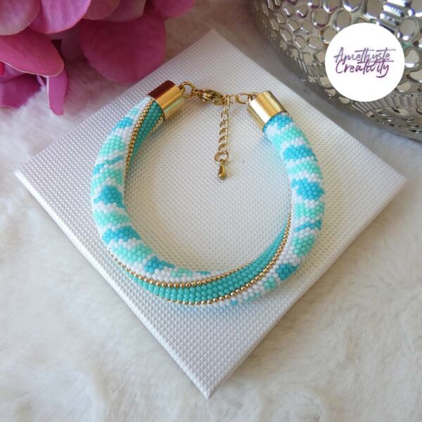 LEOPARD OF COLORS || Bracelet Crocheté Fait Main En Acier Inoxydable Et Perles “Miyuki”