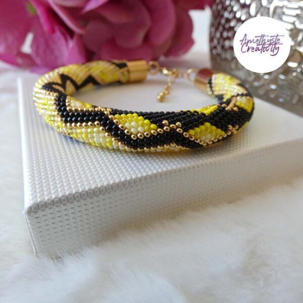 ONCE DE CHARMES || Bracelet Crocheté Fait Main En Acier Inoxydable Et Perles “Miyuki”
