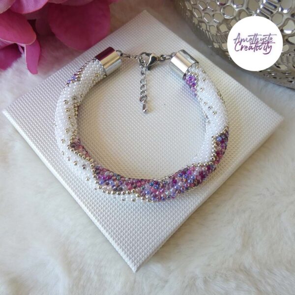 CHIC & ELEGANCE || Bracelet Crocheté Fait Main En Acier Inoxydable Et Perles “Miyuki”