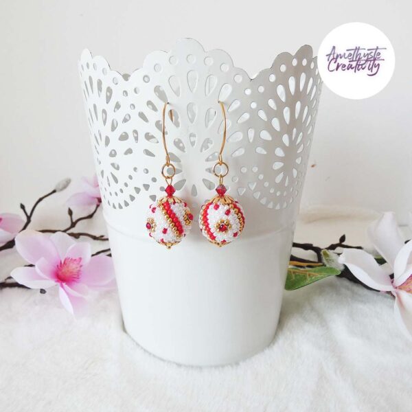 ENORI || Boucles d’oreilles Crochetées Fait Main avec Perles “Miyuki”, Mesh en Cristal