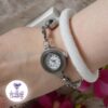Bracelet Multi rang Montre Fait Main en Perles "Miyuki" Noires et Acier Inoxydable