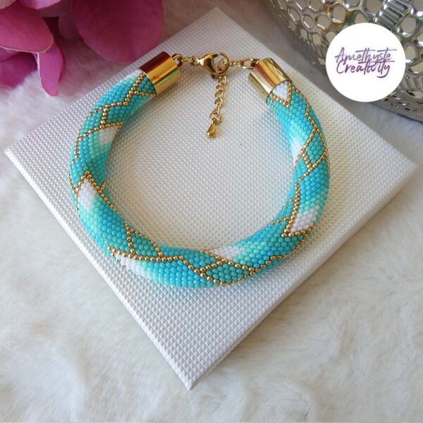 ❈ Collection “Kyrestia” : Bracelet Crocheté Acier Inoxydable en Spirales avec Perles Miyukis