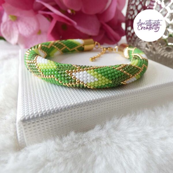 KYRESTIA || Bracelet Crocheté Acier Inoxydable en Spirales avec Perles Miyukis