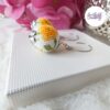 TELIA || Boucles D’oreilles Crochetées Fait Main Boules De 21 Mm En Perles “Miyuki" - Jaune Orange