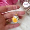 TELIA || Boucles D’oreilles Crochetées Fait Main Boules De 21 Mm En Perles “Miyuki" - Jaune Orange