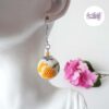 TELIA || Boucles D’oreilles Crochetées Fait Main Boules De 21 Mm En Perles “Miyuki" - Jaune Orange