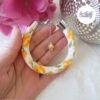 TELIA || Bracelet Crocheté Fait main en Perles “Miyuki” & Perles Ceramiques - Jaune Orange