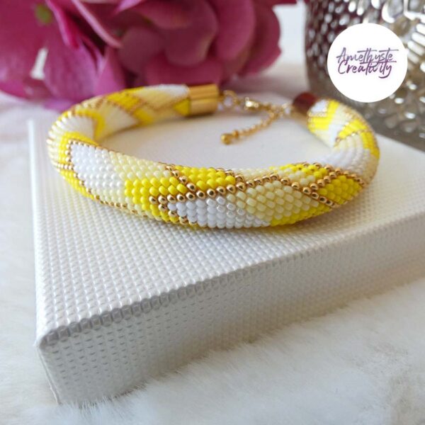 KYRESTIA || Bracelet Crocheté Fait Main En Acier Inoxydable Et Perles “Miyuki”