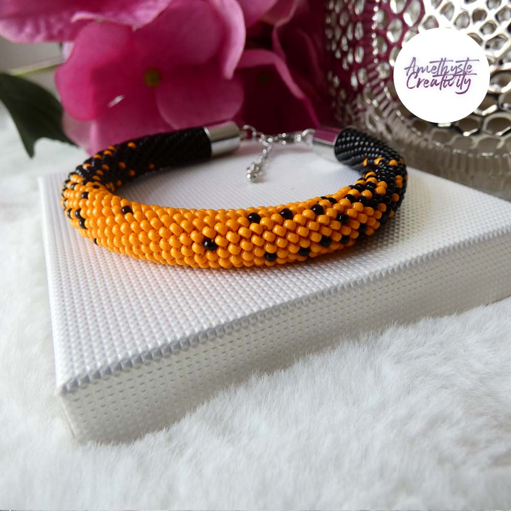 Bracelet « Dégradé » Crocheté Acier Inoxydable en Spirales avec Perles «  Miyukis »