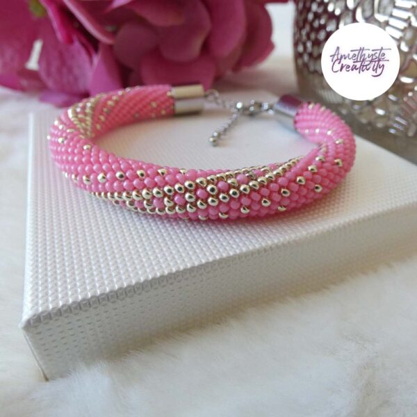 SPARKLING DREAMS || Bracelet Crocheté Fait Main En Acier Inoxydable Et Perles “Miyuki”