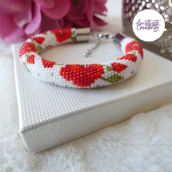 TELIA || Bracelet Crocheté Fait main en Perles “Miyuki” – Rouge