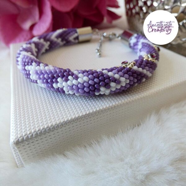SELEN || Bracelet Crocheté Fait Main En Acier Inoxydable Et Perles “Miyuki”, Mesh en Crystal
