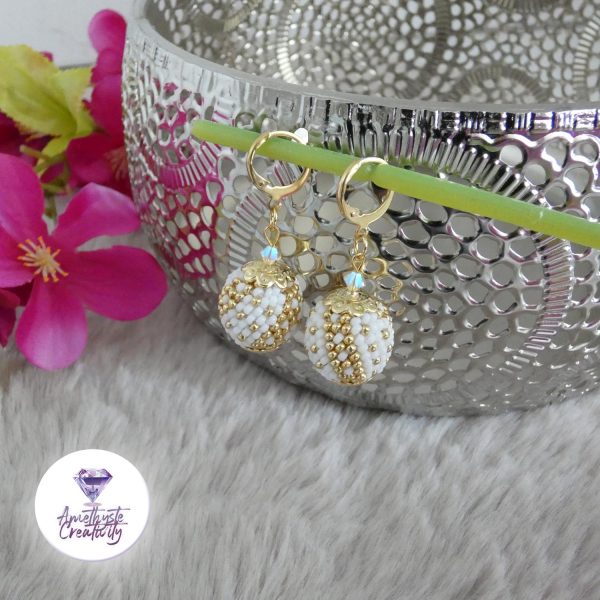 ☼ Collection “Sparkling Dreams” : Boucles d’oreilles Crocheté Acier Inoxydable en Spirales avec Perles “Miyuki”