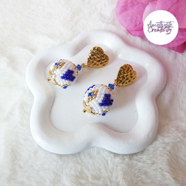VALENTINA || Boucles d’oreilles Crochetées Fait Main avec perles “Miyuki”, Meshs en Cristal