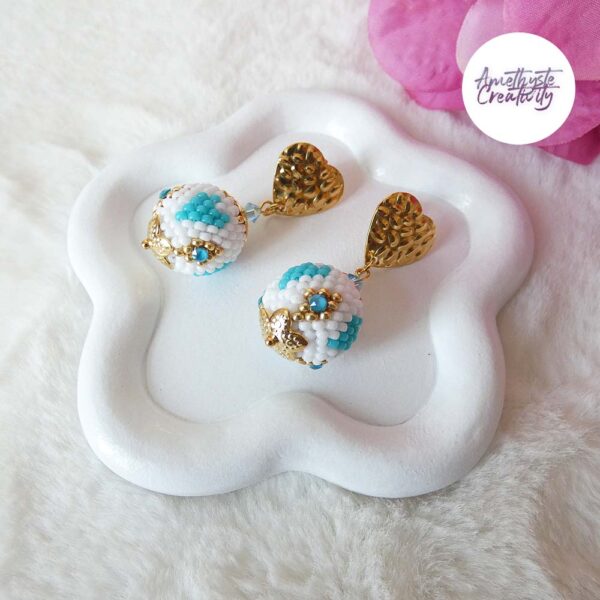 VALENTINA || Boucles d’oreilles Crochetées Fait Main avec perles “Miyuki”, Meshs en Cristal