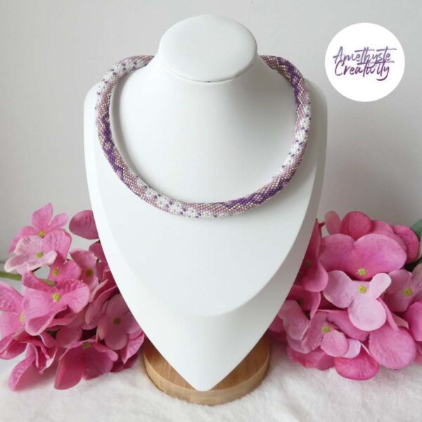 LITTLE FLOWERS || Collier Crocheté Acier Inoxydable en Spirales avec Perles “Miyuki”