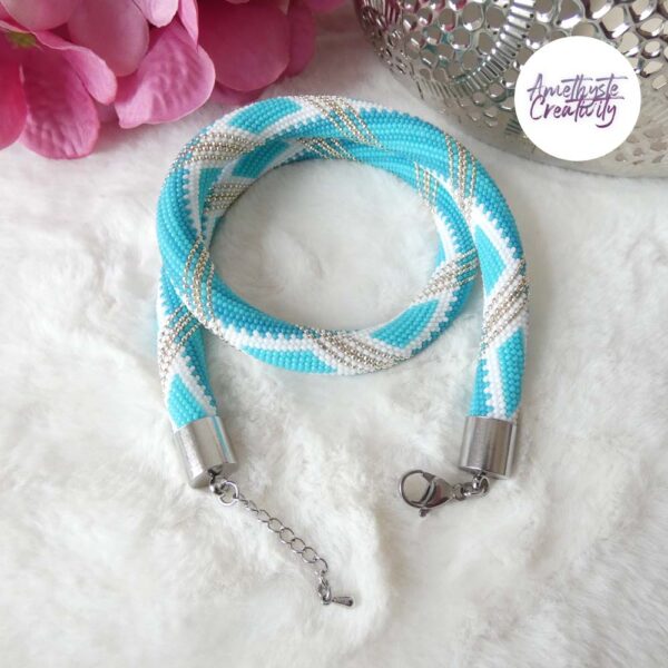 MAJESTIC LINES || Collier Crocheté Acier Inoxydable en Spirales avec Perles “Miyuki”