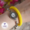 Bracelet Multi rang Montre Fait Main en Perles "Miyuki" Noires et Acier Inoxydable