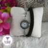 Bracelet Multi rang Montre Fait Main en Perles "Miyuki" Noires et Acier Inoxydable
