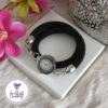 Bracelet Multi rang Montre Fait Main en Perles "Miyuki" Noires et Acier Inoxydable