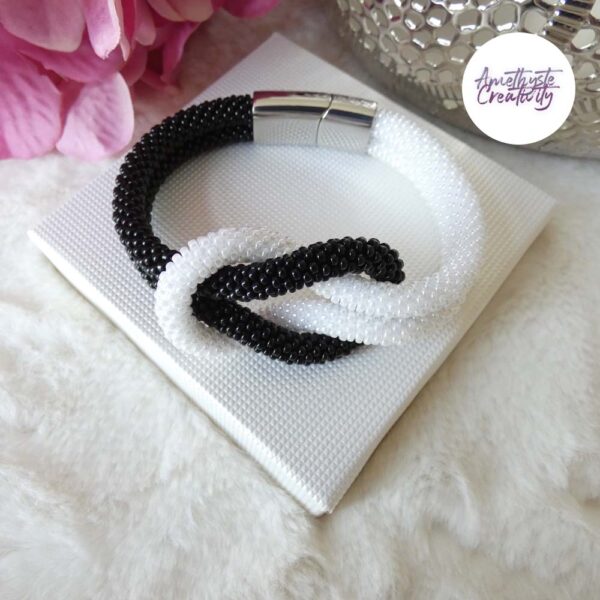 Bracelet Doublé Crocheté Fait Main en Acier Inoxydable et Perles “Miyuki”