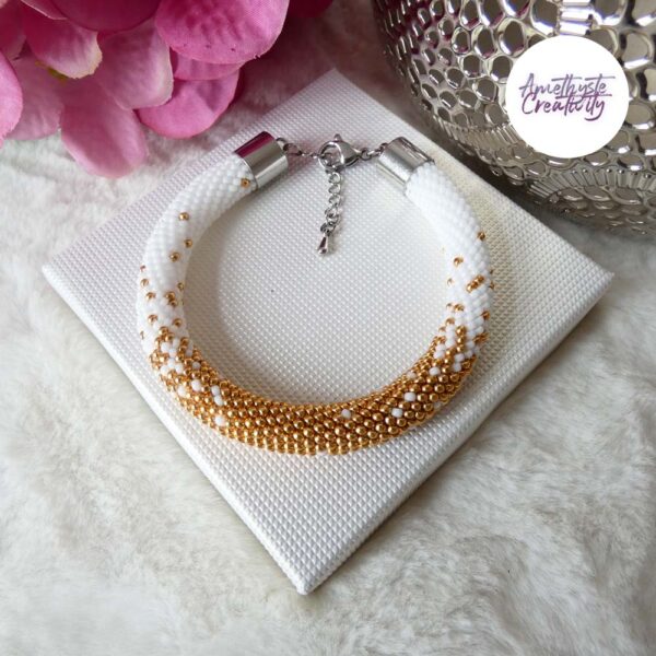 METALLYS || Bracelet Crocheté Fait Main en Acier Inoxydable et Perles “Miyuki”