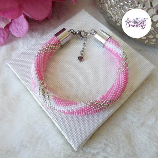 MAJESTIC LINES || Bracelet Crocheté Fait Main Acier Inoxydable avec Perles “Miyuki”