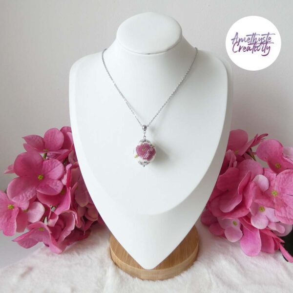 TELIA || Pendentif Crocheté Fait Main en Perles “Miyuki” – Violet Parme