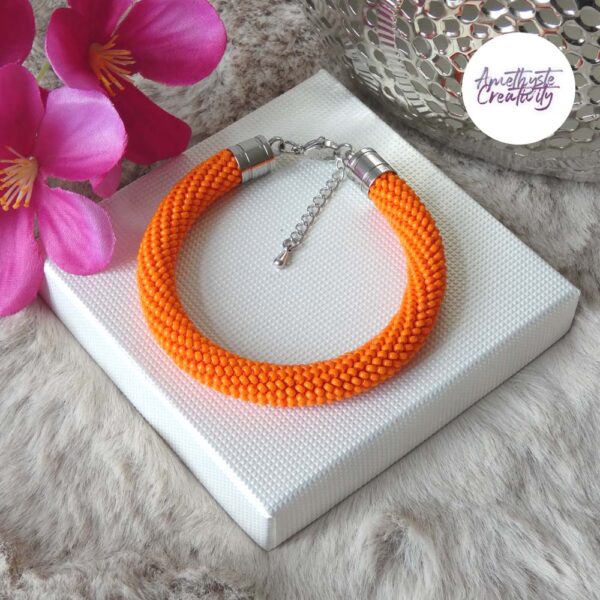 Bracelets Crochetés Fait Main Acier Inoxydable Et Perles “Miyuki” Orange/Jaune – Couleurs au choix