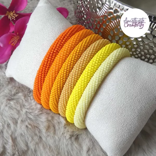 Bracelets Crochetés Fait Main Acier Inoxydable Et Perles “Miyuki” Orange/Jaune – Couleurs au choix