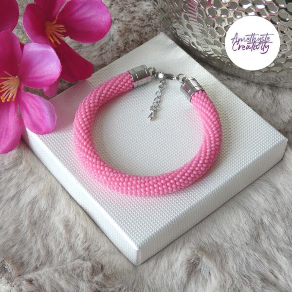 Bracelets Crochetés Fait Main Acier Inoxydable Et Perles “Miyuki” Rose/Violet – Couleurs au choix