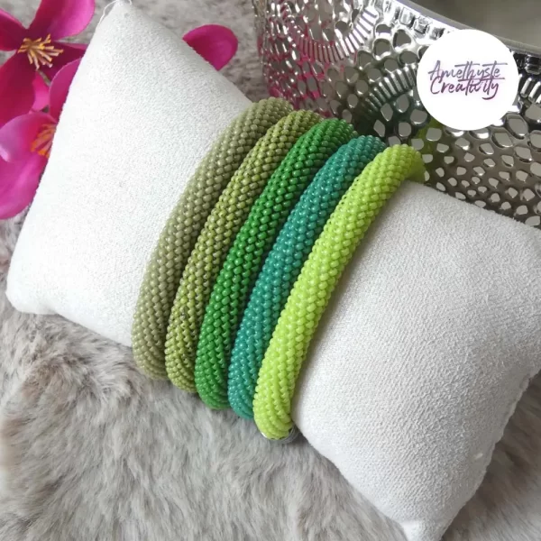 Bracelets Crochetés Fait Main Acier Inoxydable Et Perles “Miyuki” Vert – Couleurs au choix