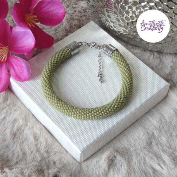Bracelets Crochetés Fait Main Acier Inoxydable Et Perles “Miyuki” Vert – Couleurs au choix