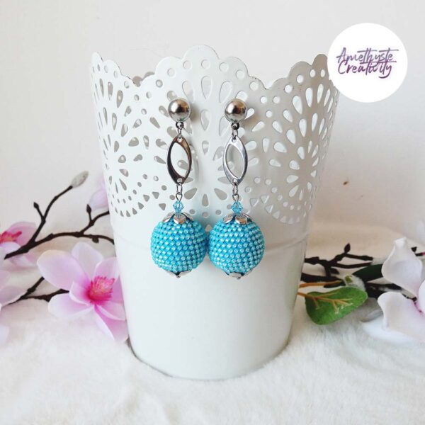SHOLARA || Boucles D’oreilles Fait Main Crochetées Boules De 20 Mm En Perles “Miyuki” – Turquoise