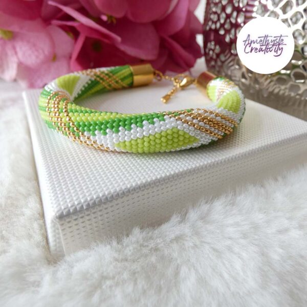 MAJESTIC LINES || Bracelet Crocheté Fait Main Acier Inoxydable avec Perles “Miyuki”