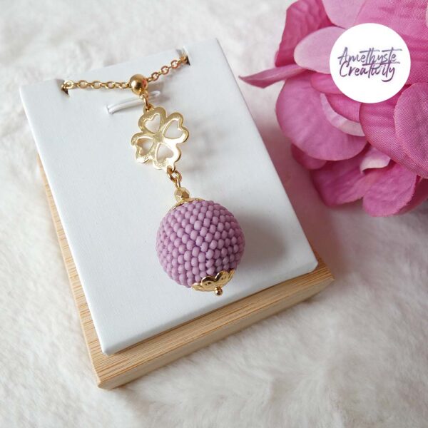 SALDINA || Pendentif Fait Main Crocheté Boule De 20 Mm En Perles “Miyuki” – Rose Antique