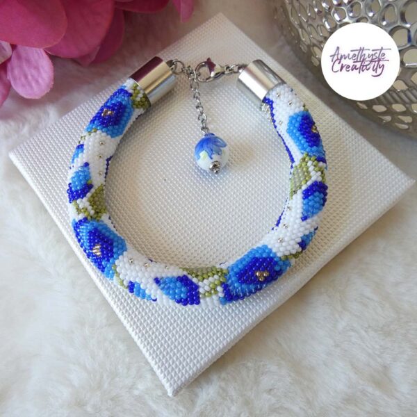 TELIA || Bracelet Crocheté Fait main en Perles “Miyuki” – Bleu