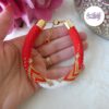 AMARIA || Bracelet Crocheté Fait Main en Acier Inoxydable et Perles “Miyuki” - Rouge