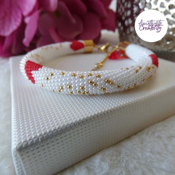 COEUR || Bracelet Crocheté Fait Main en Acier Inoxydable et Perles “Miyuki”