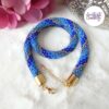 Collier Crocheté Fait Main En Perles “Miyuki” - Bleu & Doré