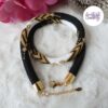 AMARIA || Collier Crocheté Fait Main en Acier Inoxydable et Perles “Miyuki”, Cristaux "Purecrystal" - Noir
