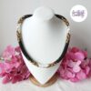 AMARIA || Collier Crocheté Fait Main en Acier Inoxydable et Perles “Miyuki”, Cristaux "Purecrystal" - Noir