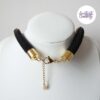 AMARIA || Collier Crocheté Fait Main en Acier Inoxydable et Perles “Miyuki”, Cristaux "Purecrystal" - Noir
