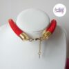AMARIA || Collier Crocheté Fait Main en Acier Inoxydable et Perles “Miyuki”, Cristaux "Purecrystal" - Rouge