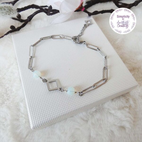 ANNA || Bracelet Fait main en Acier Inoxydable & Opalite – Image 4