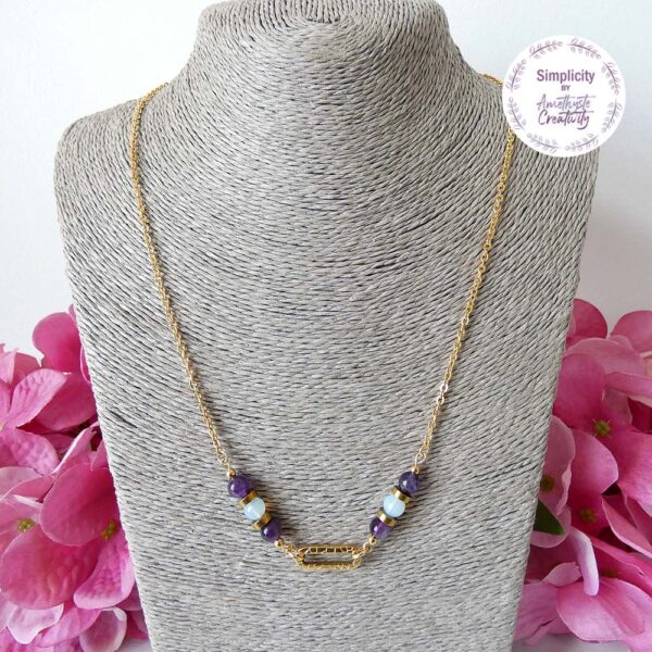 HARMONIE || Collier Fait main en Acier Inoxydable & Amethyste & Opalite – Image 9