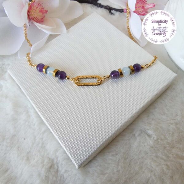 HARMONIE || Collier Fait main en Acier Inoxydable & Amethyste & Opalite – Image 5